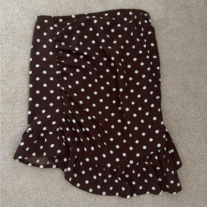 Francesca's Collections Brown Pencil Skirt with Ruffled Hem